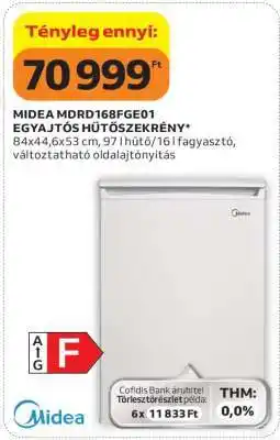 Auchan MIDEA MDRD168FGE01 EGYAJTÓS HŰTŐSZEKRÉNY ajánlat