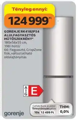 Auchan GORENJE RK4182PS4 ALULFAGYASZTÓS HŰTŐSZEKRÉNY ajánlat