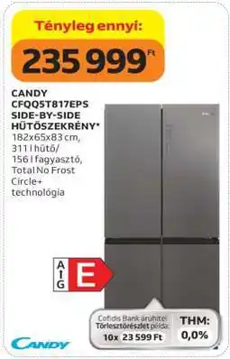 Auchan CANDY CFQ5T817EPS SIDE-BY-SIDE HŰTŐSZEKRÉNY ajánlat