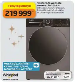 Auchan WHIRLPOOL WAD9636 MOSÓ-SZÁRÍTÓGÉP ajánlat
