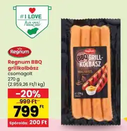 Spar Regnum BBQ grillkolbász ajánlat