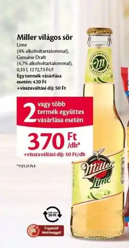 EcoFamily MILLER Világos sör ajánlat