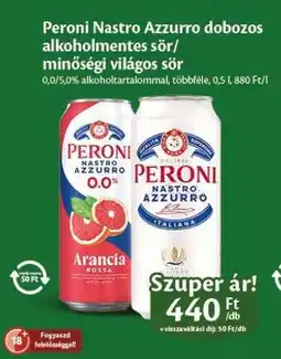 EcoFamily Peroni Nastro Azzurro dobozos alkoholmentes sör/minőségi világos sör ajánlat