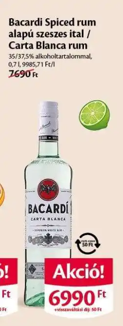 Bacardi Spiced rum alapú szeszes ital / Carta Blanca rum