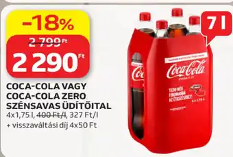 Auchan Coca-Cola vagy Coca-Cola Zero szénsavas üdítőital ajánlat