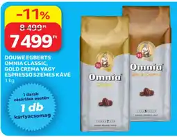 Auchan Douwe Egberts Omnia Classic, Gold Crema vagy Espresso szemes kávé ajánlat
