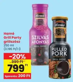 Spar Hamé Grill Party grillszósz ajánlat