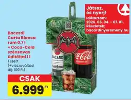 Spar Bacardi Carta Blanca rum 0,7l + Coca-Cola szénsavas üdítőital 1l ajánlat