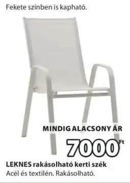JYSK LEKNES rakásolható kerti szék ajánlat