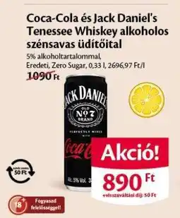EcoFamily Coca-Cola és Jack Daniel's Tennessee Whiskey alkoholos szénsavas üdítőital ajánlat