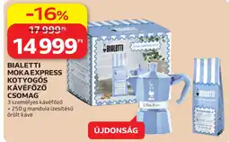 Auchan Bialetti moka express kotyogós kávéfőző csomag ajánlat