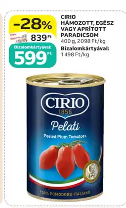 Auchan Cirio hámozott, egész vagy aprított paradicsom ajánlat