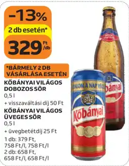 Auchan Kőbányai Világos dobozos vagy üveges sör ajánlat