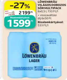Auchan Löwenbräu világos dobozos sör multipack ajánlat