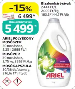 Auchan Ariel folyékony mosószer, mosópor vagy mosókapszula ajánlat