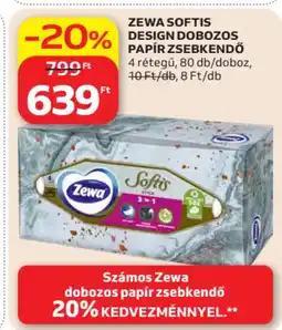 Auchan Zewa softis design dobozos papír zsebkendő ajánlat