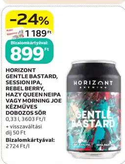 Auchan Horizont gentle bastard, session ipa, rebel berry, hazy queen neipa vagy morning joe kézműves dobozos sör ajánlat