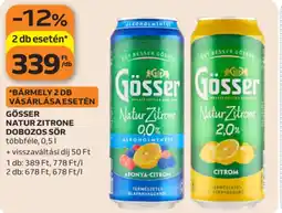 Auchan Gösser natur zitrone dobozos sör ajánlat