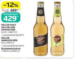 Auchan Miller vagy miller lime üveges sör ajánlat