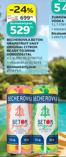 Auchan Becherovka Beton Grapefruit vagy Original Citrom Ready to Drink dobozos ital ajánlat