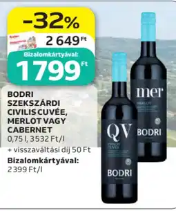 Auchan Bodri szekszárdi civilis cuvée, merlot vagy cabernet ajánlat