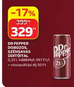 Auchan Dr pepper dobozos, szénsavas üdítőital ajánlat