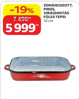 Auchan Zománcozott, piros, virágmintás füles tepsi ajánlat