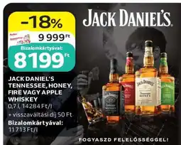 Auchan JACK DANIEL’S TENNESSEE, HONEY, FIRE VAGY APPLE WHISKEY ajánlat
