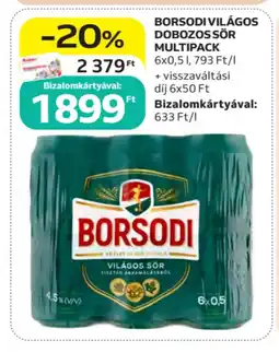 Auchan BORSODI VILÁGOS DOBOZOS SÖR MULTIPACK ajánlat