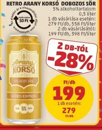 PENNY Arany Korsó dobozos sör ajánlat