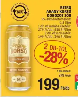 PENNY Retro arany korsó dobozos sör ajánlat