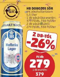 PENNY Hb dobozos sör ajánlat
