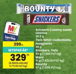 Spar Snickers, Twix, Mars, Bounty szelet ajánlat