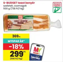 Spar S-BUDGET toast kenyér ajánlat