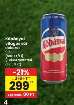 Interspar KŐBÁNYAI Világos sör ajánlat