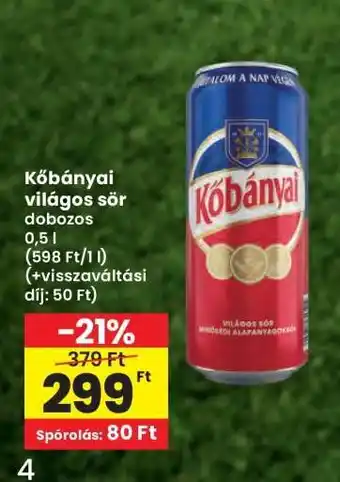 Interspar KŐBÁNYAI Világos sör ajánlat