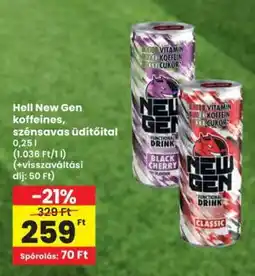 Interspar Hell New Gen koffeines, szénsavas üdítőital ajánlat
