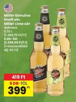 Interspar Miller Genuine Draft sör, Miller Lime sör ajánlat