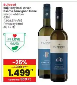 Interspar Bujdosó Kapitány Irsai Olivér, Csomó Sauvignon Blanc ajánlat