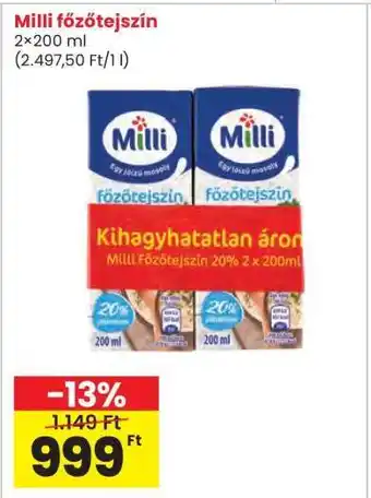 Interspar MILLI Főzőtejszín ajánlat