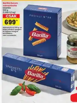 Interspar Barilla durum száraztészta többféle ajánlat