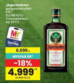 Spar Jägermeister gyógynövénylikőr 0,5 l ajánlat