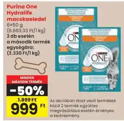 Spar PURINA ONE HYDRALIFE MACSKAELEDEL ajánlat
