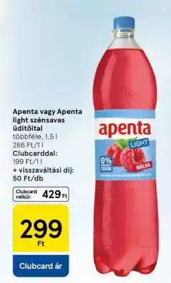 Tesco Apenta vagy Apenta light szénsavas üdítőital ajánlat