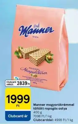 Tesco Manner mogyorókrémmel töltött ropogós ostya ajánlat