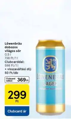 Tesco Löwenbräu dobozos világos sör ajánlat