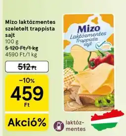 Tesco Mizo laktózmentes szeletelt Trappista sajt ajánlat