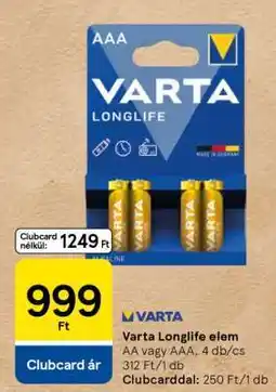 Tesco Varta Longlife elem ajánlat