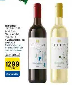 Tesco Teleki bor többféle, 0,75 l ajánlat