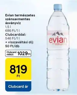 Tesco Evian természetes szénsavmentes ásványvíz ajánlat